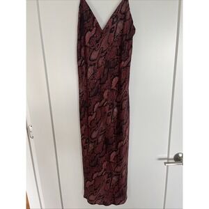 $495 L'agence Slip Dress Jodie Silk V-Neck Midi Python Snakeskin Print Sz 6